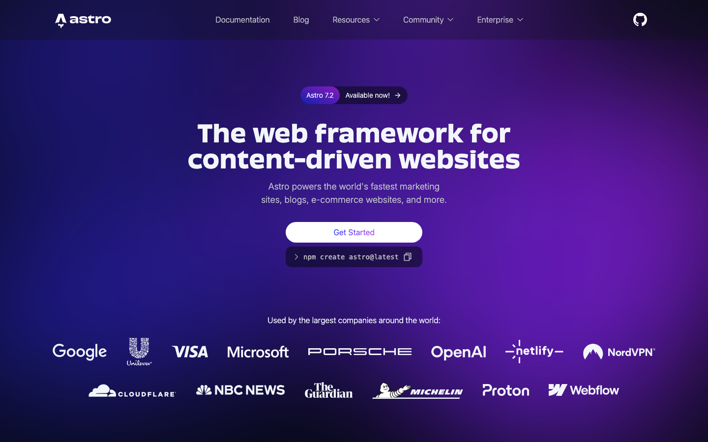 Captured Astro homepage used as traceable source evidence